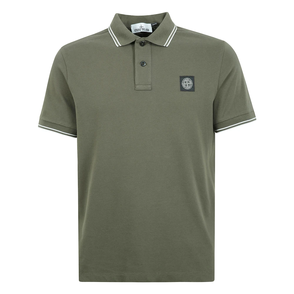 Stone Island Men's Green Logo Patch Polo Shirt