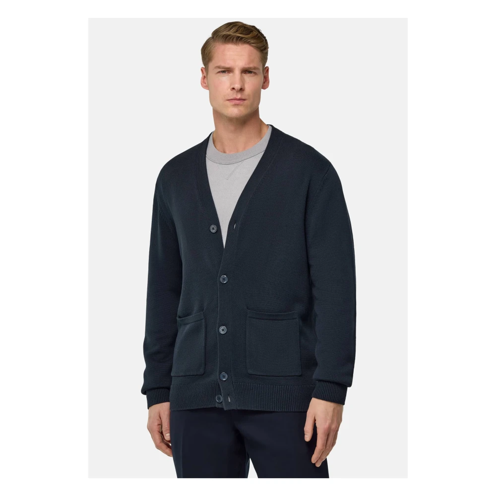 Boggi Milano Gebreide Cardigan Blue Heren