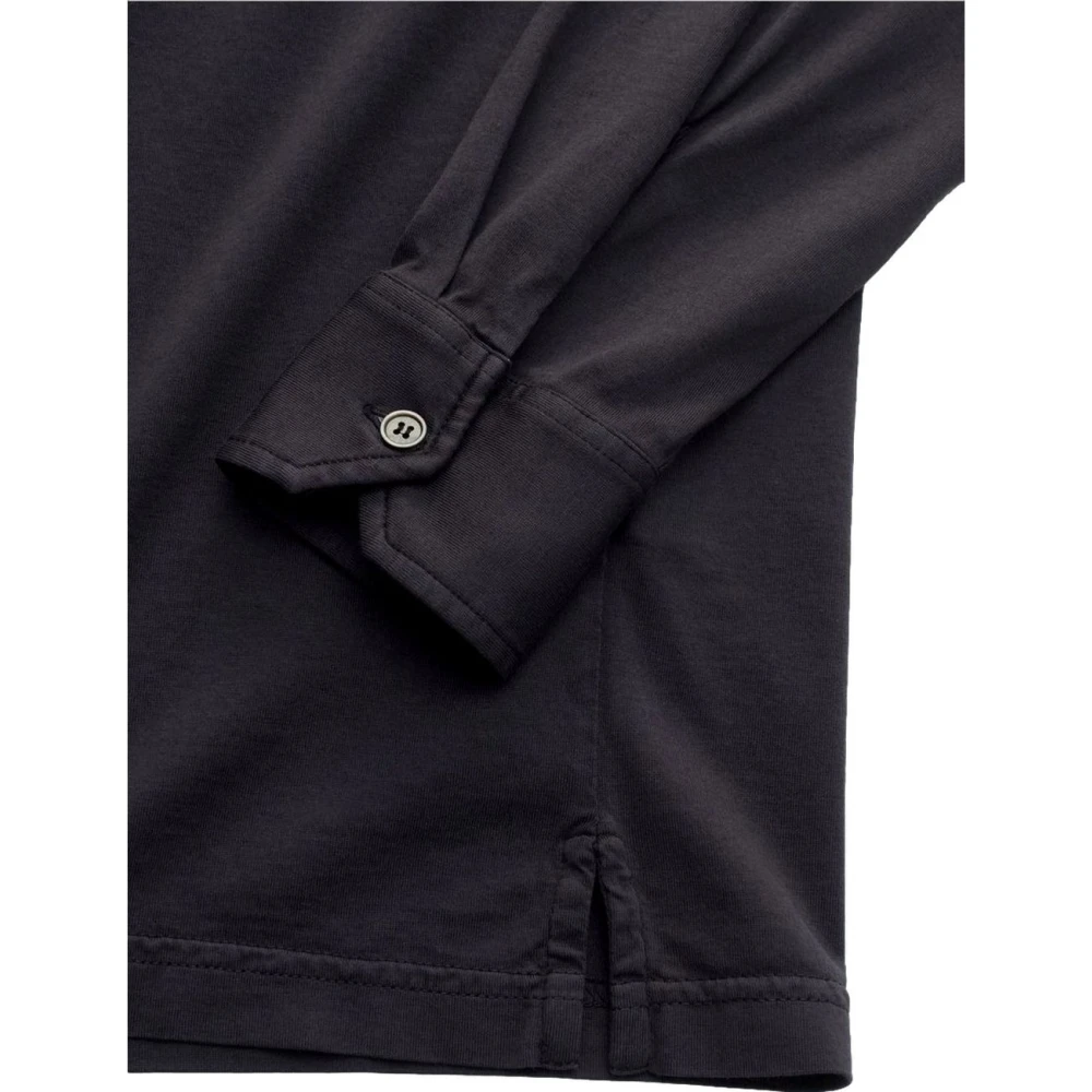 Fedeli Tijdloos poloshirt met lange mouwen zwart Black Heren