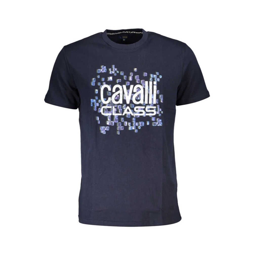 Cavalli Class Blauw T-shirt met korte mouwen en logo Blue Heren