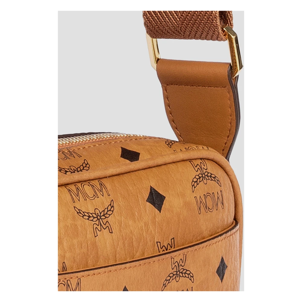MCM Aren Schoudertas in Visetos Brown Dames