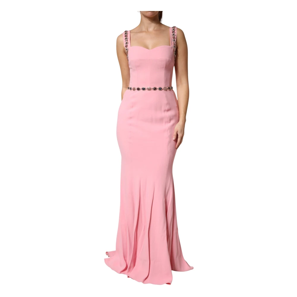 Dolce & Gabbana Pink Embellished Sheath Mermaid Gown Dress - IT40|S - Image 2