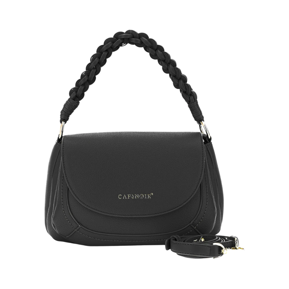 Cafènoir Femme Noir Sacs, Taille: One Size Sac À Main Avec Rabat Et Anse Tressée