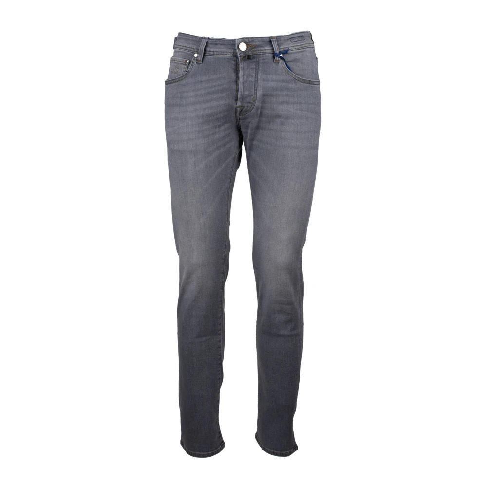 Jacob Cohën Slim Fit Leren Afgezette Jeans Gray Heren