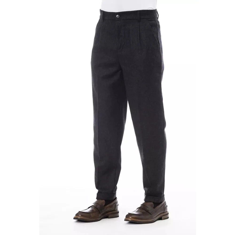 Alpha Studio Grijze wollen jeans en broek met voor- en achterzakken Gray Heren