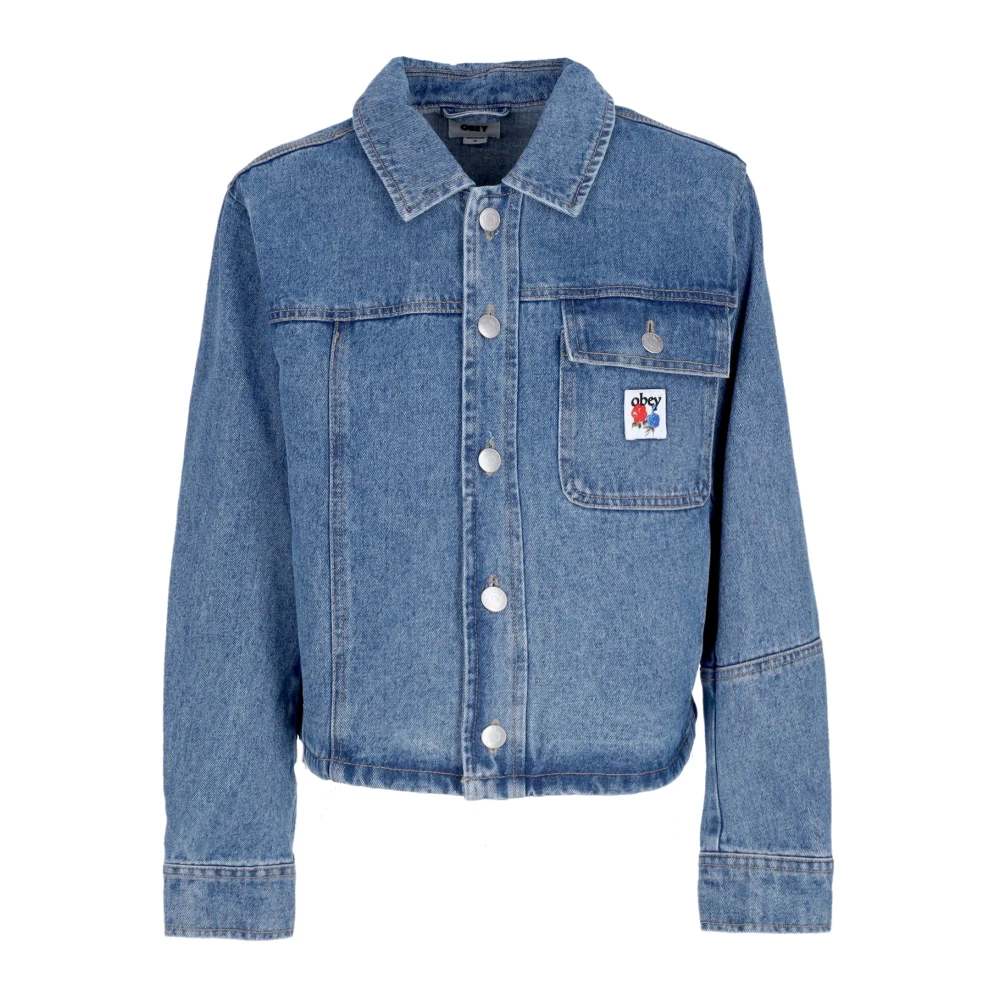 Obey Spijkerjasje met overhemddetails Blue Dames