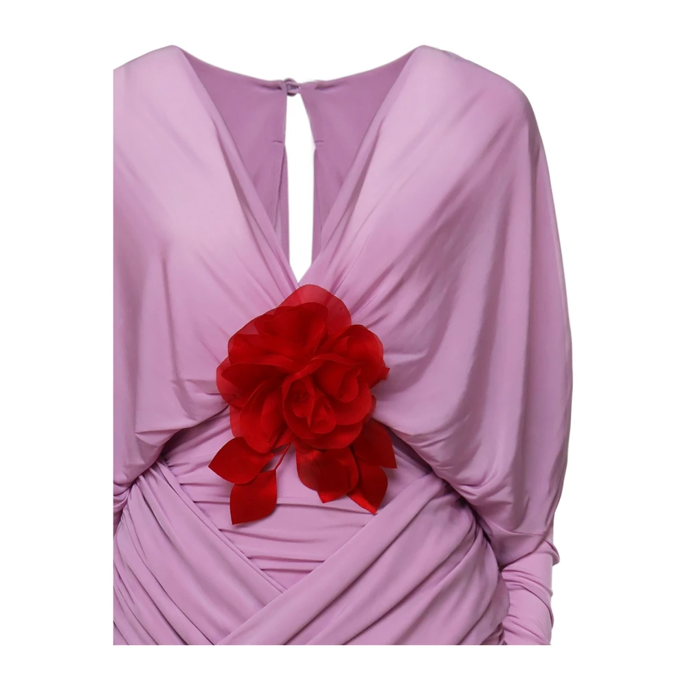 Magda Butrym Paarse Cupro Midi Jurk met Ruches Purple Dames
