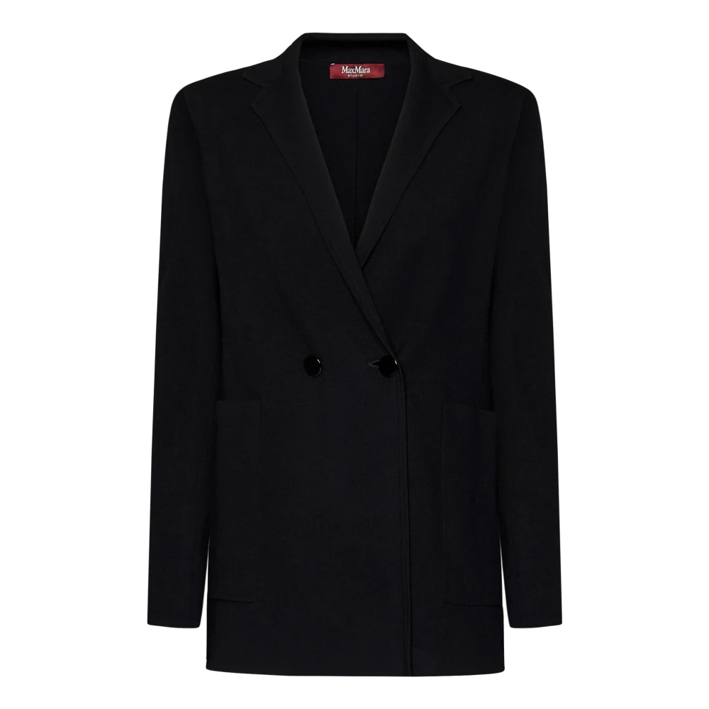 Max Mara Zwarte Double-Breasted Blazer Buitenkleding Black Dames