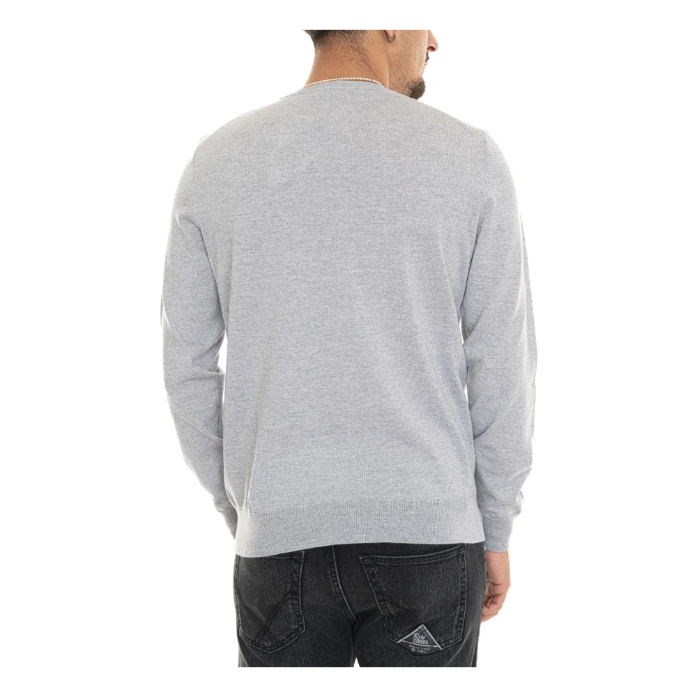 Boss Ronde-hals wollen trui met logo Gray Heren