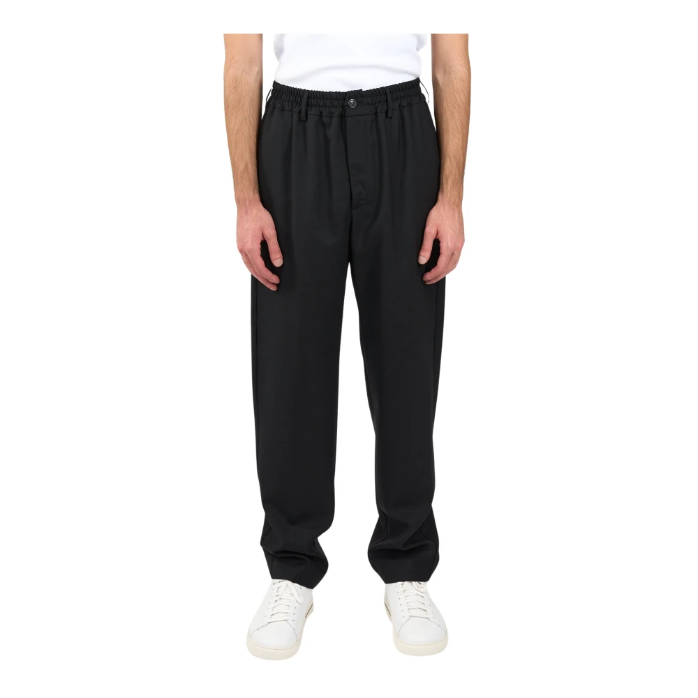 Mauro Grifoni Wollen broek met knoop en rits Black Heren