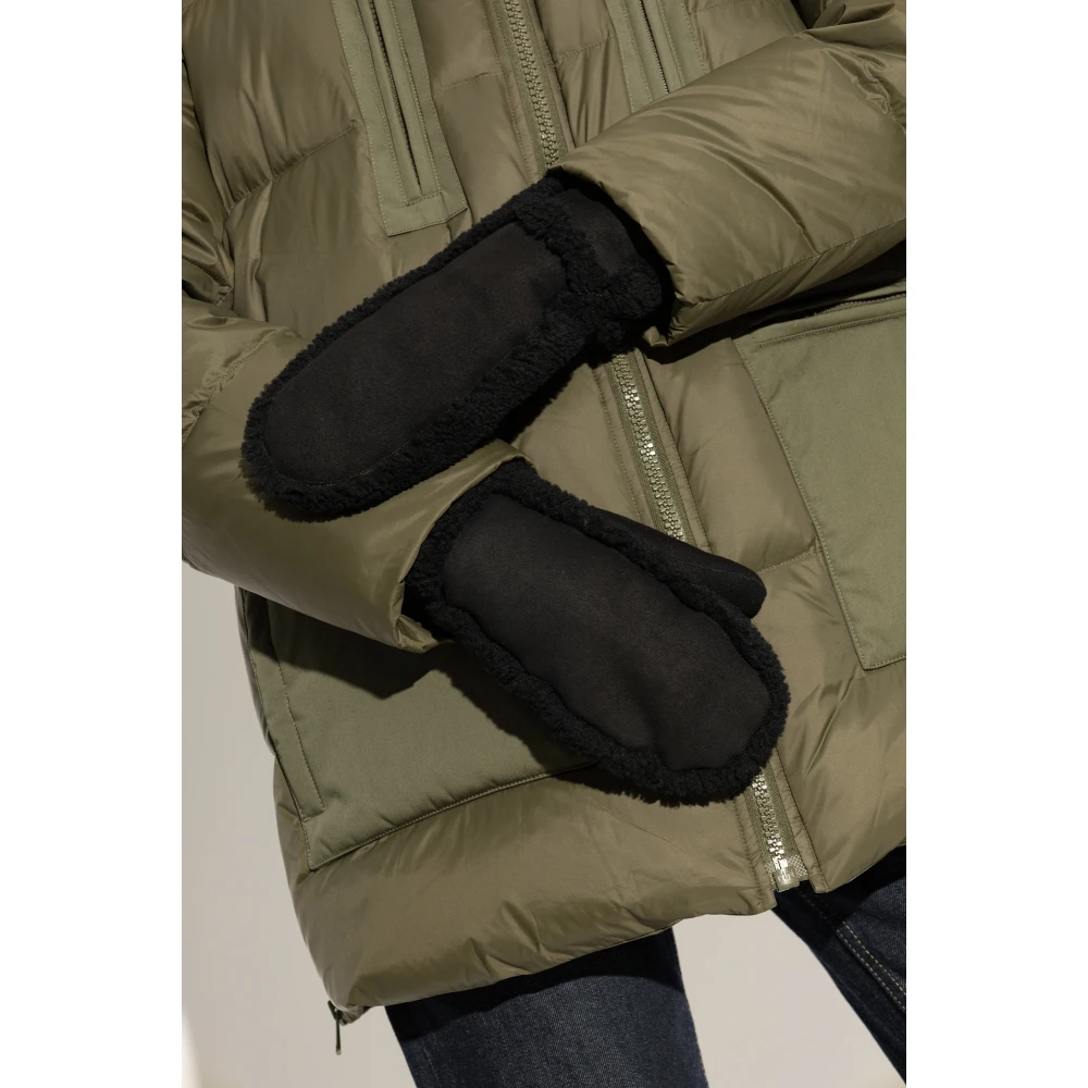Yves Salomon Leren handschoenen Black Dames