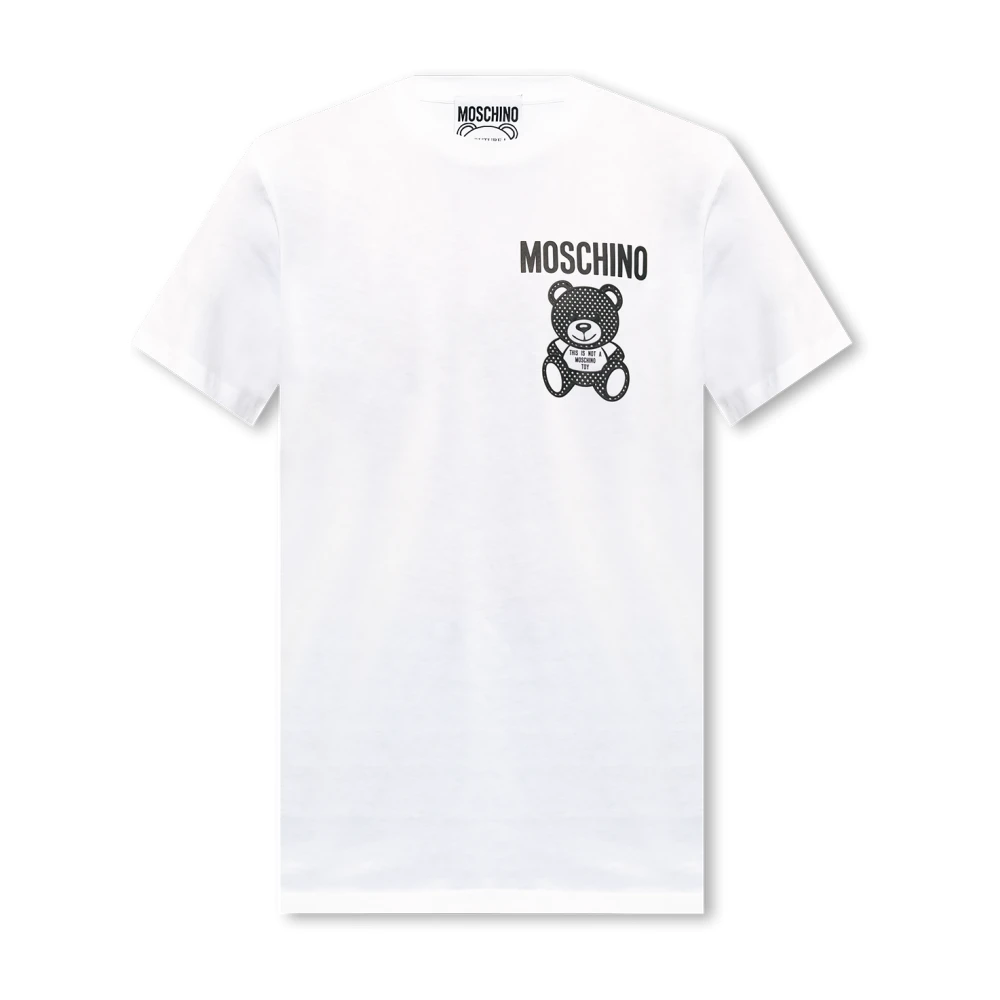 Moschino Logo Print Katoenen T-shirt White Heren