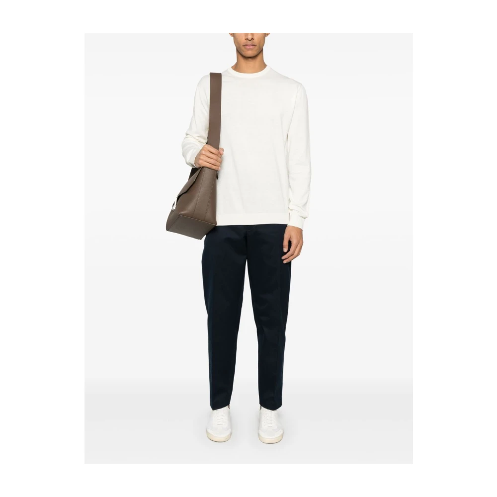 Daniele Fiesoli Beige Trui met Witte Geribbelde Details Beige Heren