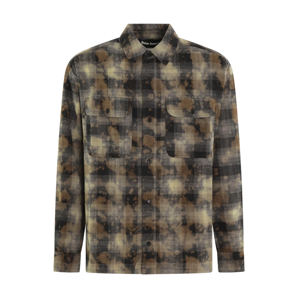 Palm Angels Gebogen Logo Check Shirt Gray Heren