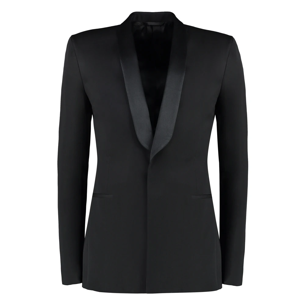 Givenchy Zijdenmix Jas met Satijnen Revers Black Heren