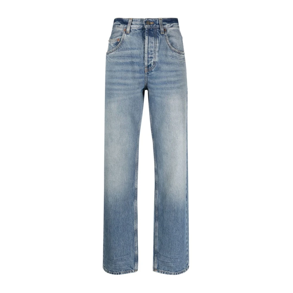 Saint Laurent Högmidjade Straight Cut Jeans Blue, Dam