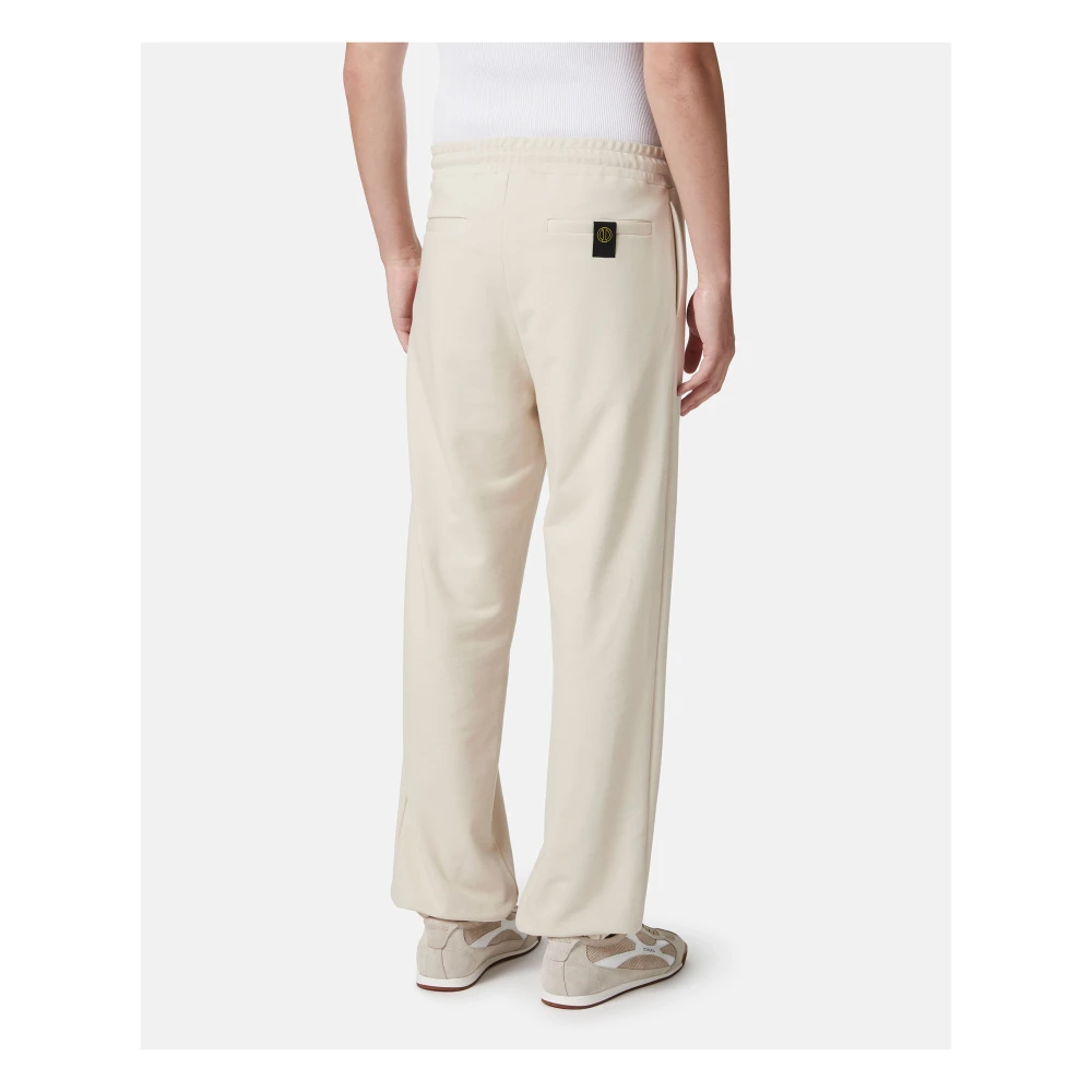 Iceberg Katoenen fleece broek in stoffig wit Beige Heren
