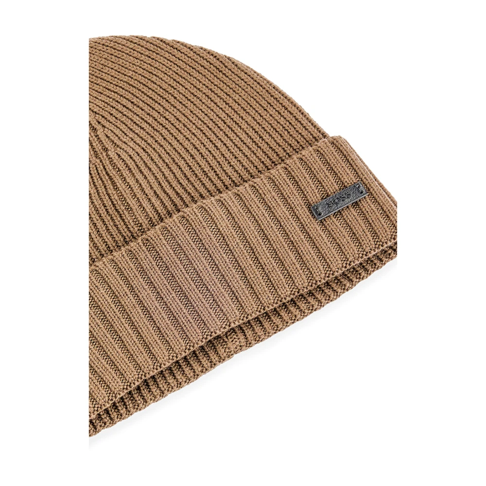 Hugo Boss Luxe Wol Beanie Hoed Bruin Brown Dames