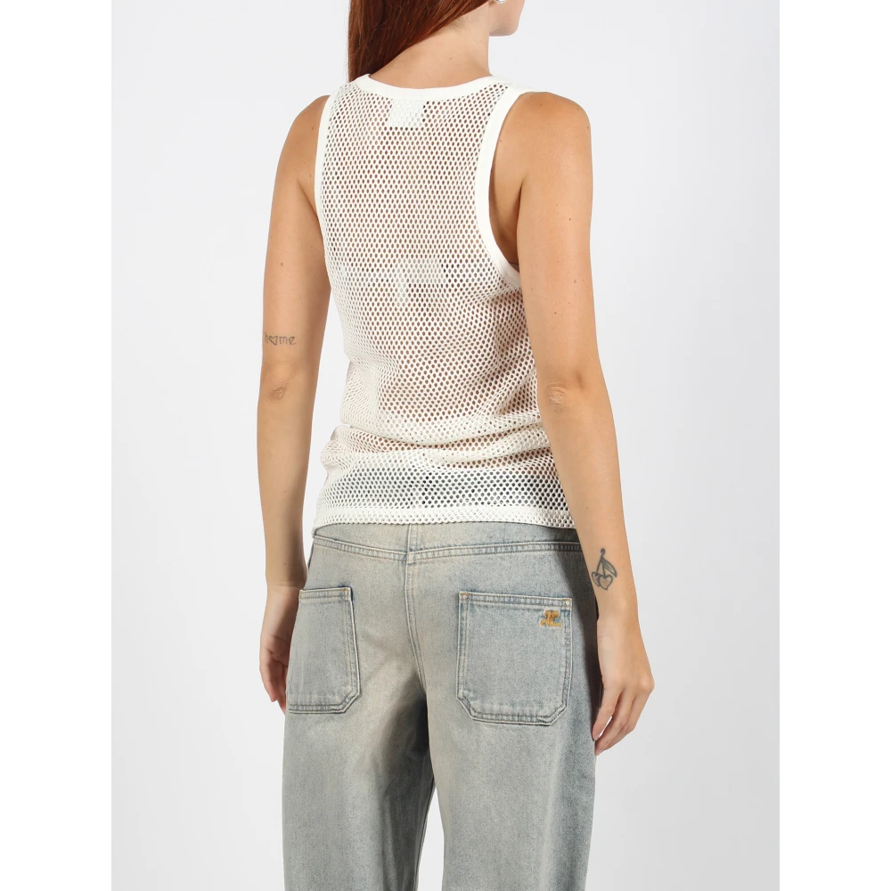 Courrèges Mesh Tank Top White Dames