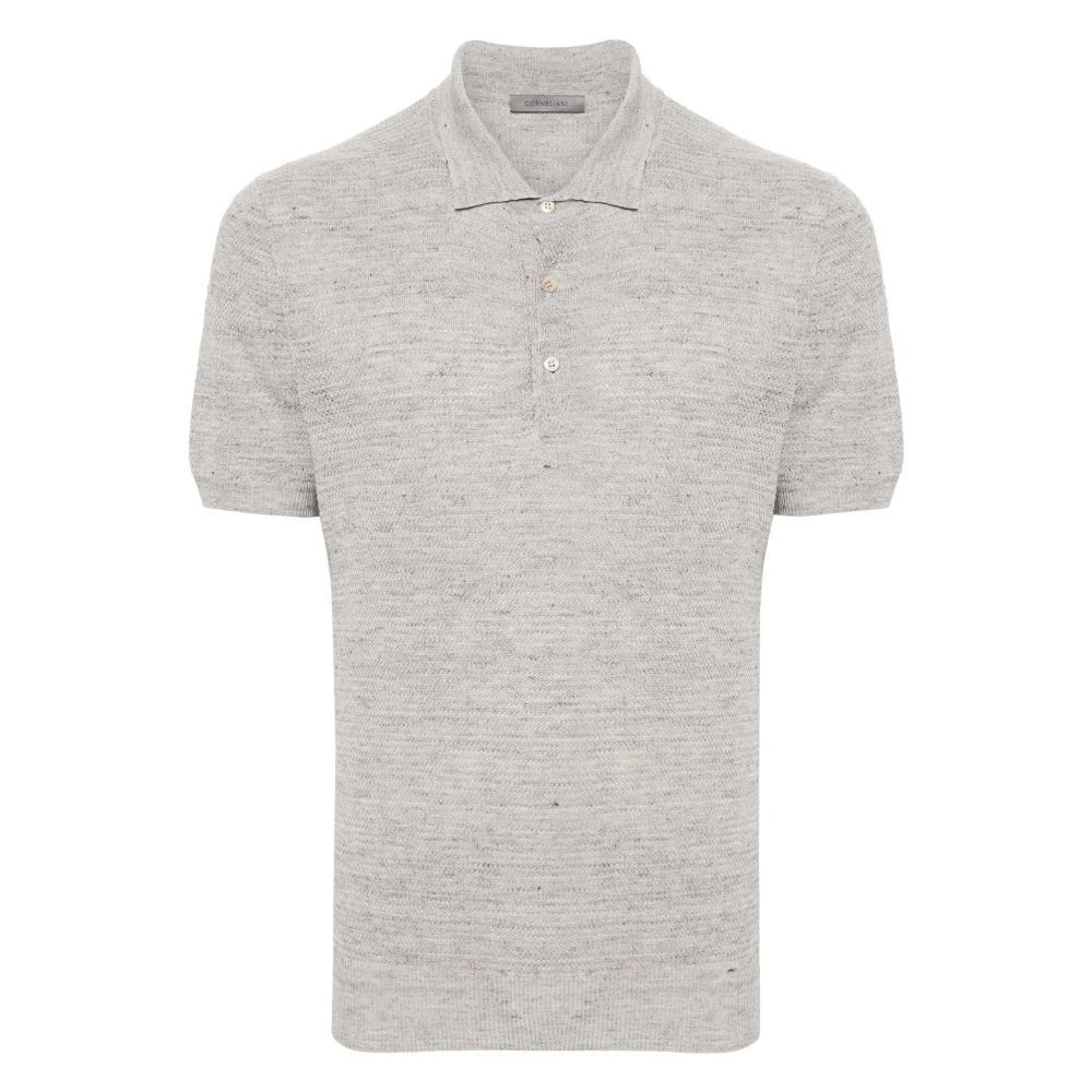 Corneliani Casual Polo Shirt in Grijs Linnen Zijde Gray Heren