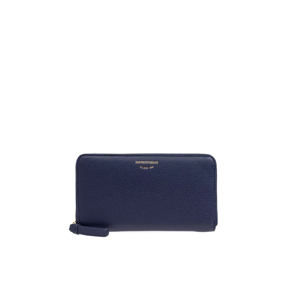 Emporio Armani Blauwe vegan lederen portemonnee met volledige rits Blue Dames