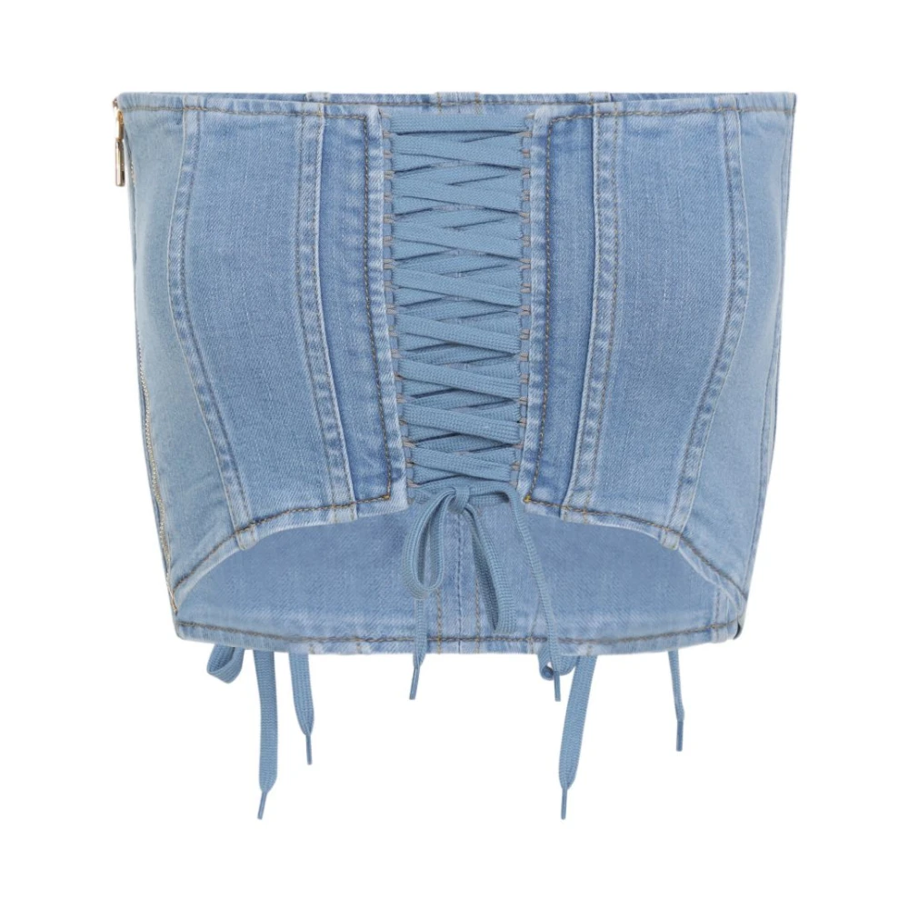 Elisabetta Franchi Women's Blue Sleeveless Tops, Xs, Urban Denim Bustier