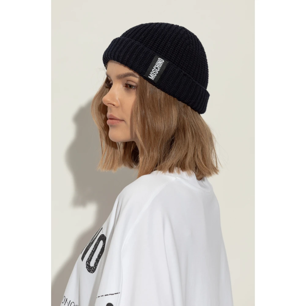 Moschino Katoenen pet met logopatch Black Unisex