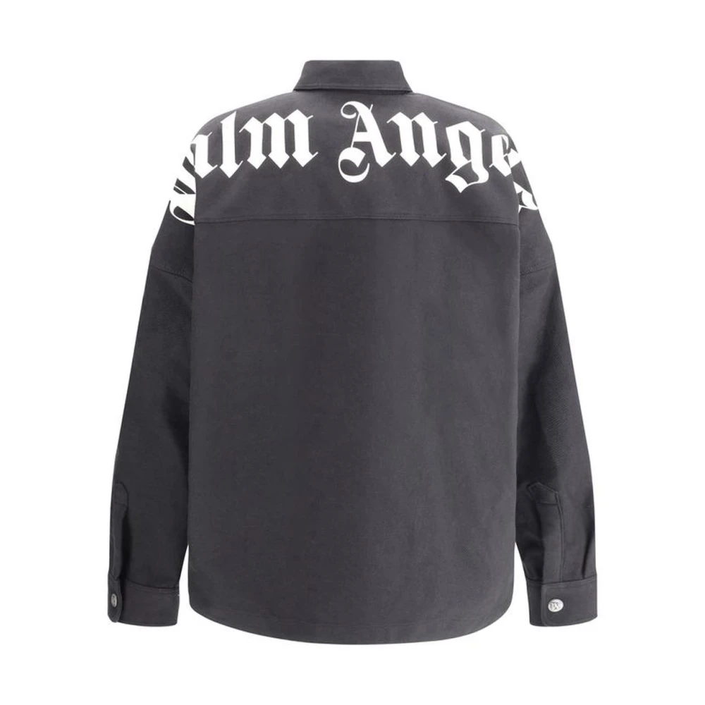 Palm Angels Klassieke Kraag Katoenen Overhemd met Drukknopen Black Heren