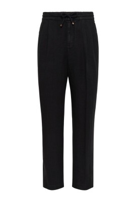 black-linen-elasticated-drawstring-pants