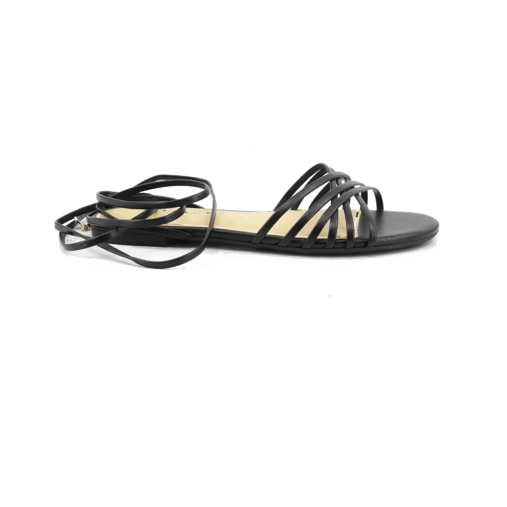 Guess Women's Black Tasen Logo Sandals - Flat Sandals - 5 Uk - Shoes