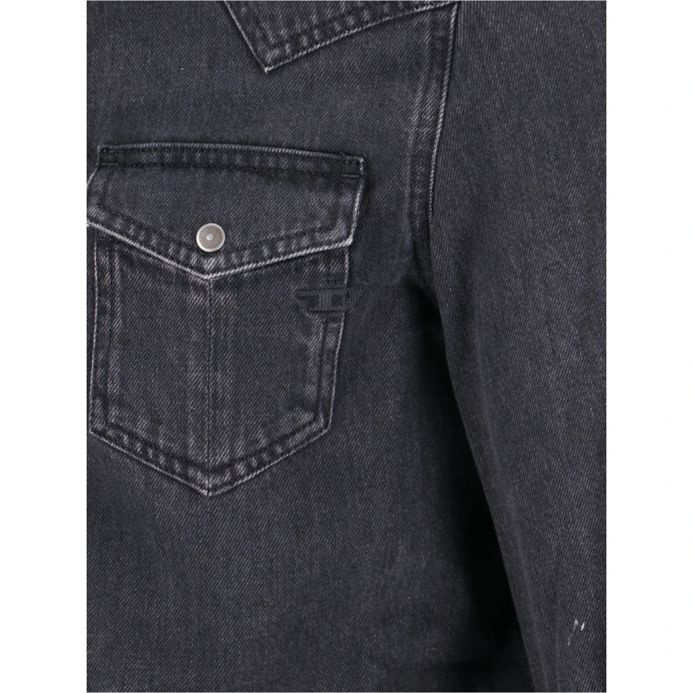 Diesel Zwarte Casual Overhemden Black Heren