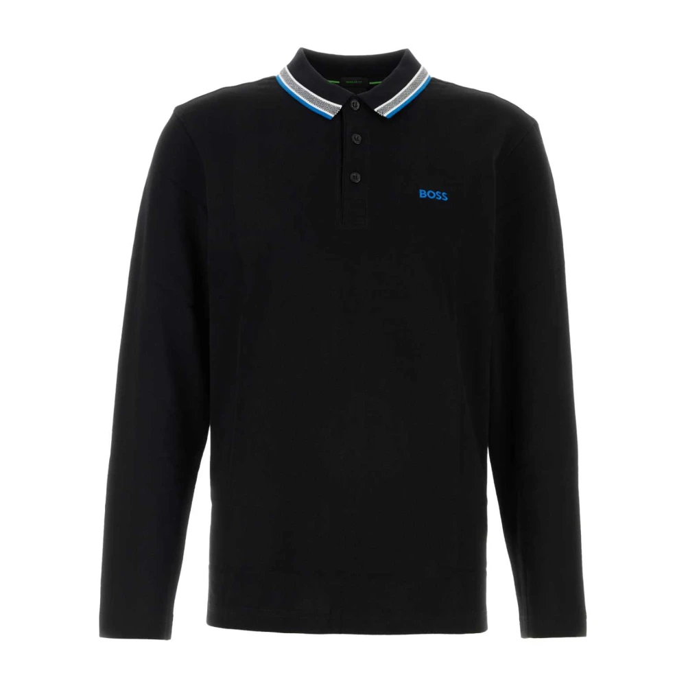 Boss Zwarte Piquet Polo Shirt Black Heren