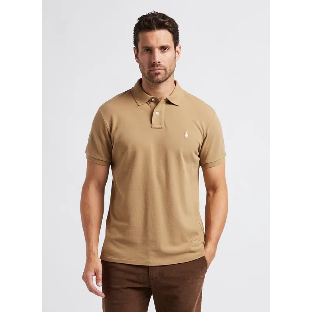 Ralph Lauren Slim-Fit Katoenen Polo Shirt Brown Dames