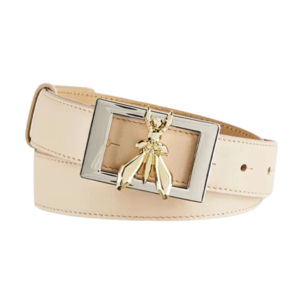 PATRIZIA PEPE Beige Leren Riem met Fly Stud Beige Dames