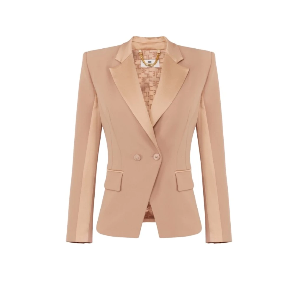 Elisabetta Franchi Satin Revers Crepe Jas Beige Dames