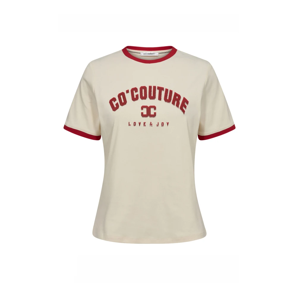 Co'Couture Edgecc Tee Toppe T-Shirts Offwhite Beige Dames