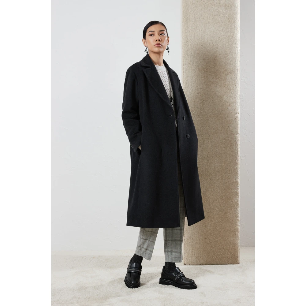 PESERICO Geruite wollen flanellen wortelbroek Gray Dames