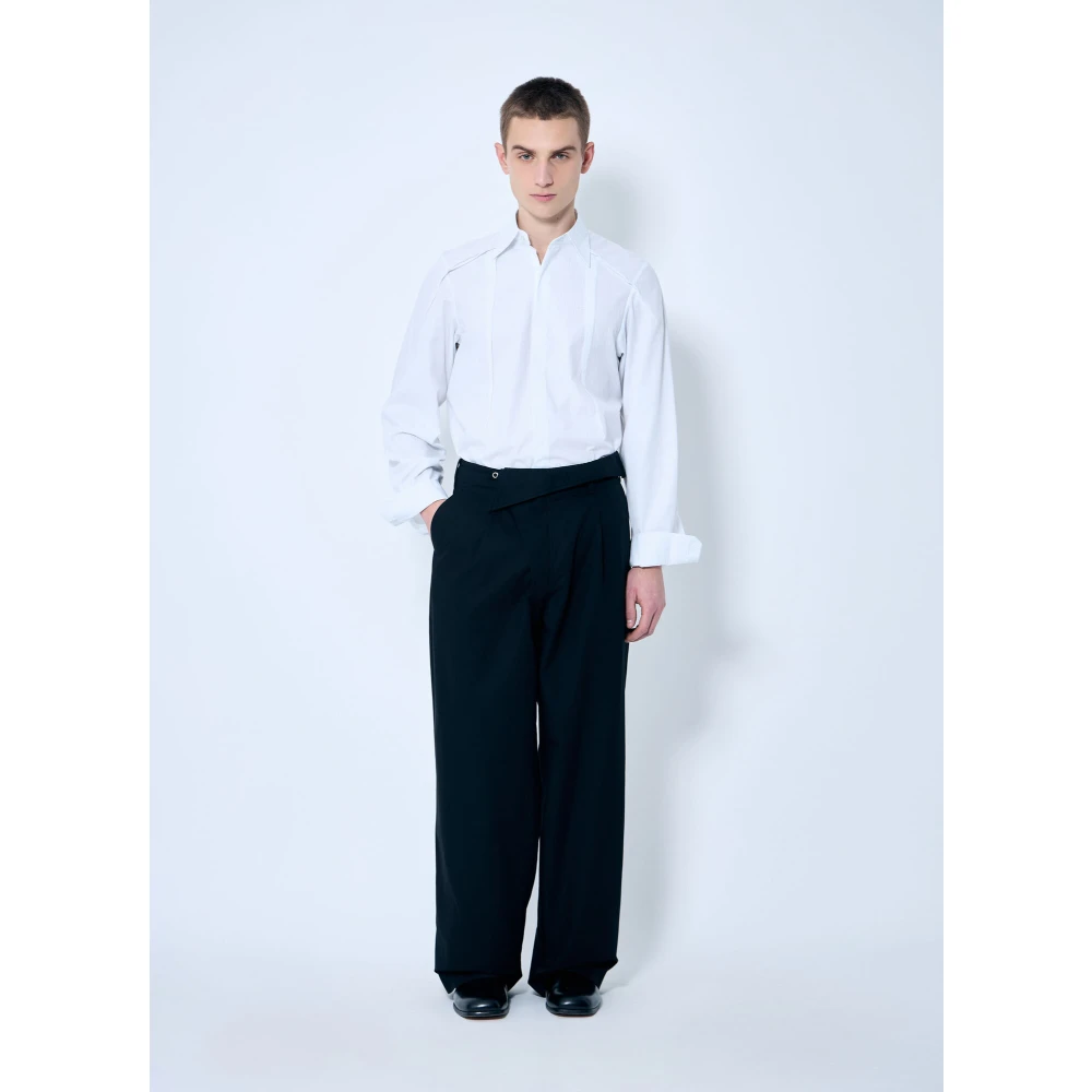 Kiko Kostadinov Fold-over Plain Weave Broek Black Heren