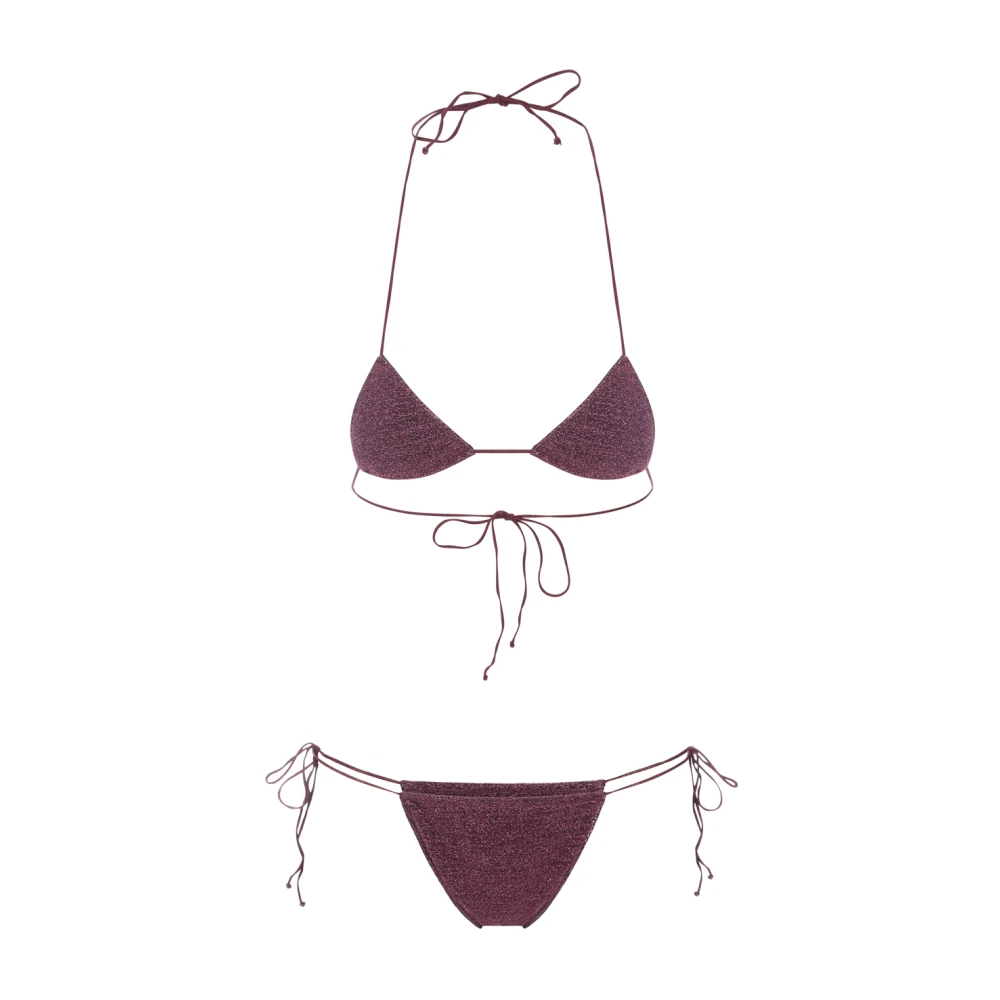 Oseree Paarse Lurex Driehoek Bikini Set Purple Dames