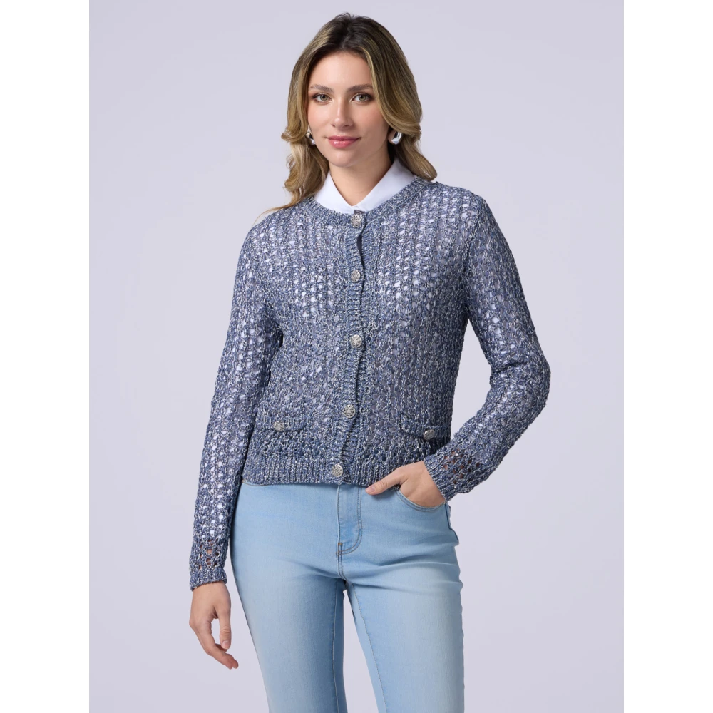Oltre Doorgestikte Vest Blue Dames