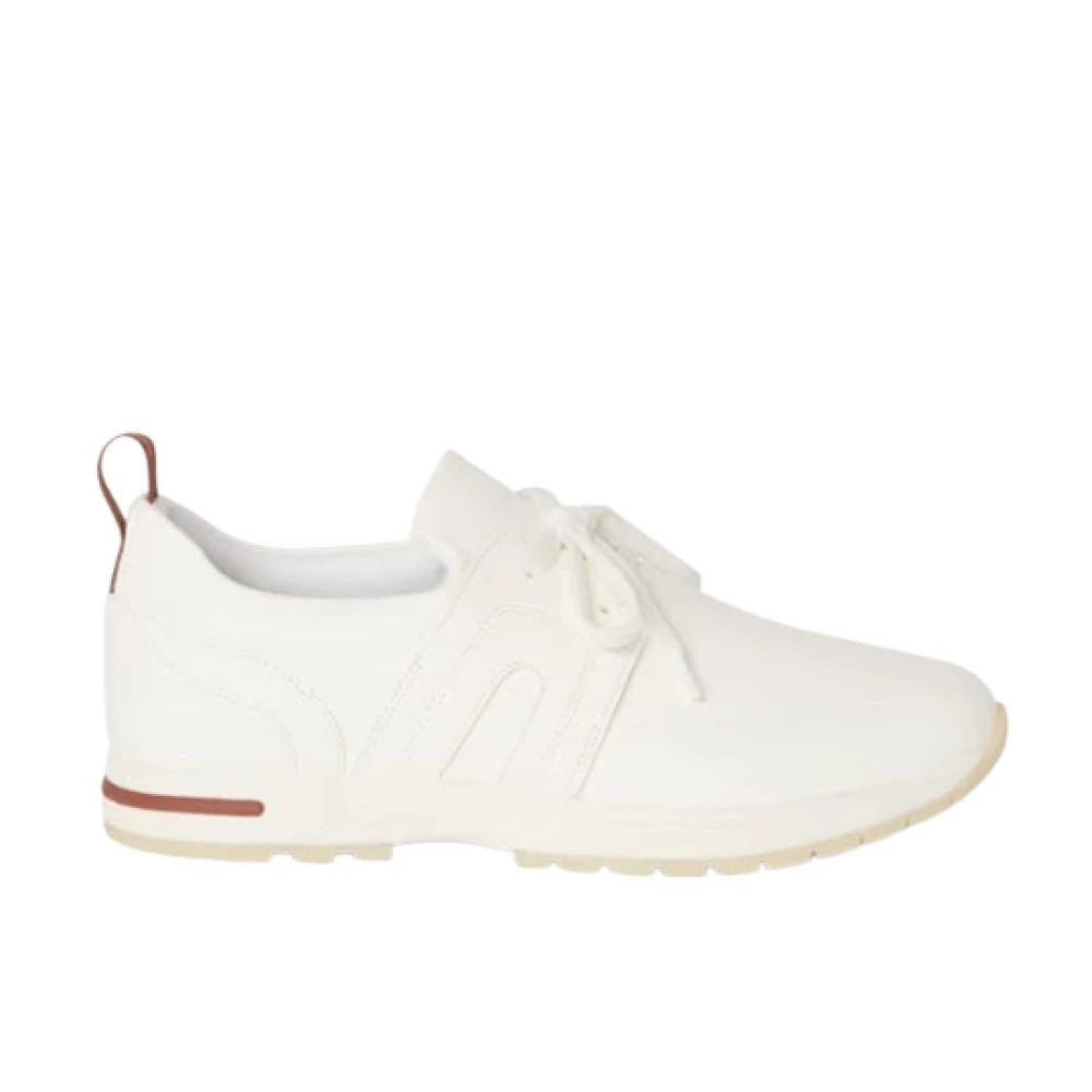 Loro Piana Witte Gebreide Vetersneakers Dames Schoenen