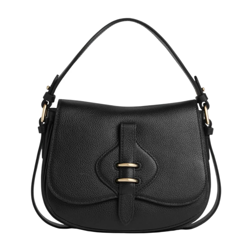 Coccinelle , Handbags, Female, Black, One Size, Leather Saddle Bag With Buckle Detail - Image 4
