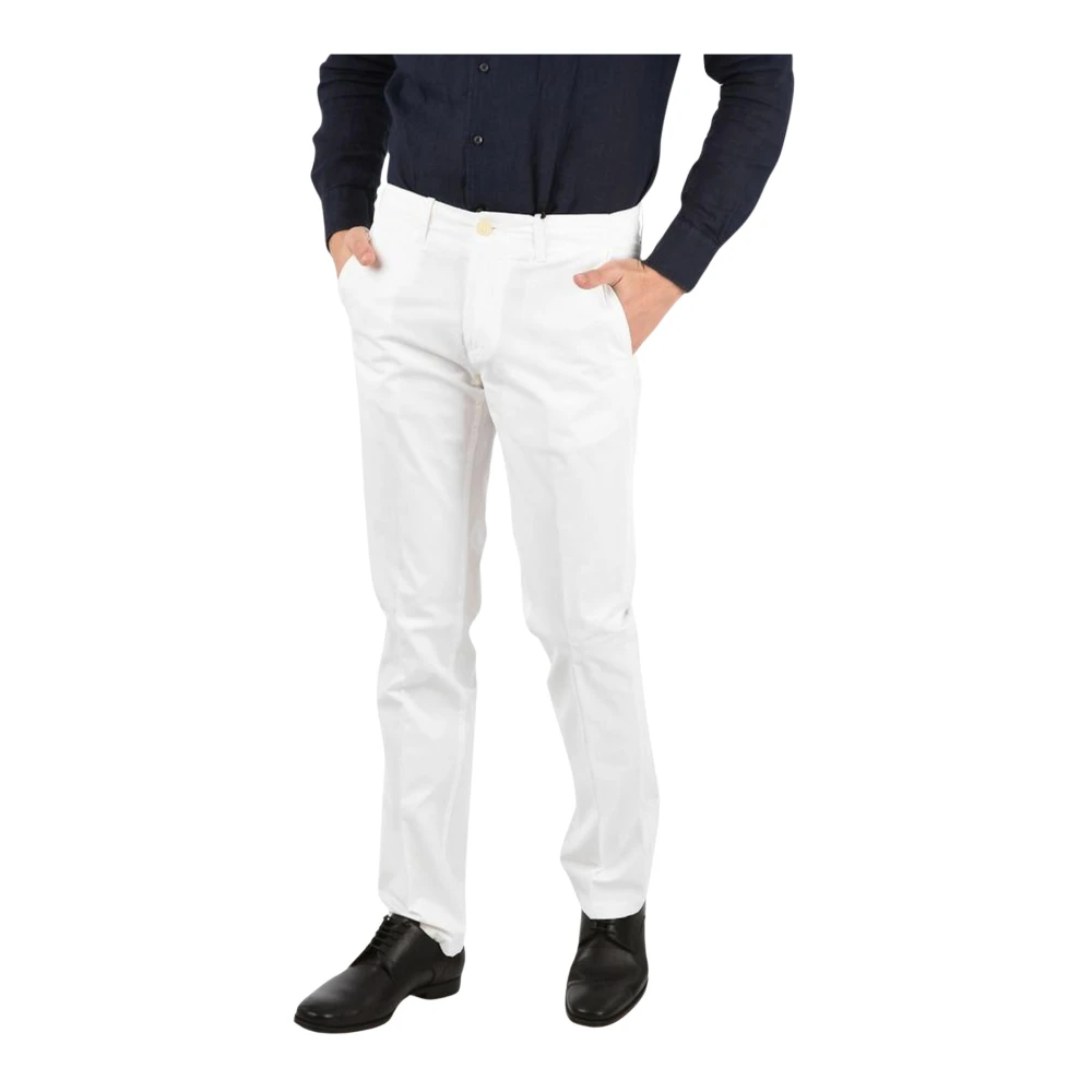 Corneliani Witte Katoenen Slim Fit Chino Broek White Heren