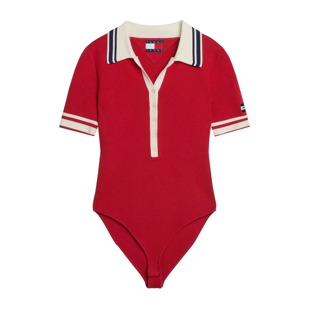Tommy Hilfiger V-hals Body Polo Shirt Red Dames