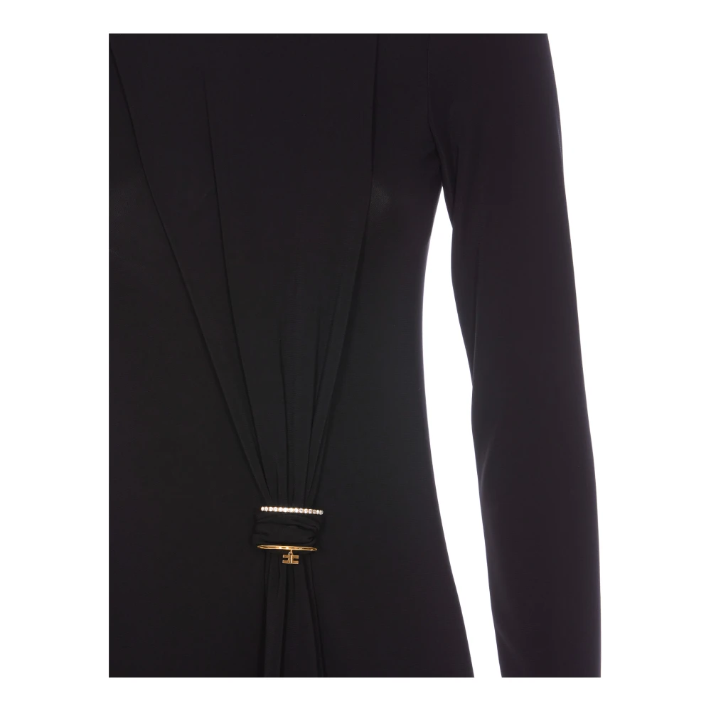 Elisabetta Franchi Zwarte jurk met versterkte schouders Black Dames