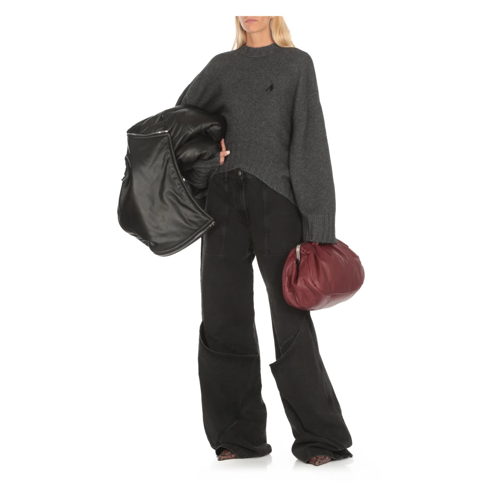 The Attico Zwarte Katoenen Broek met Riemlussen Black Dames