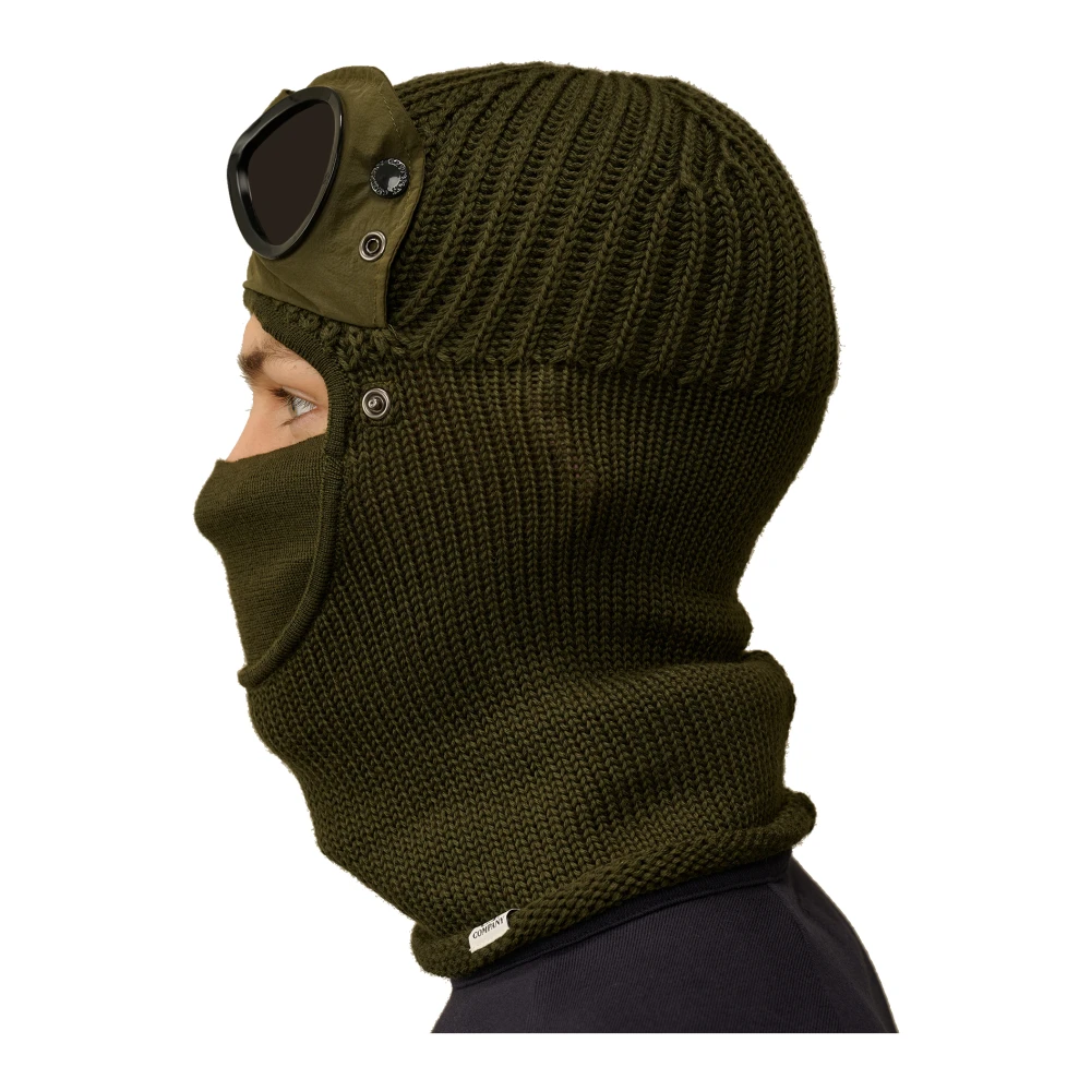 C.P. Company Merino Wol Balaclava Goggle Trui Green Heren