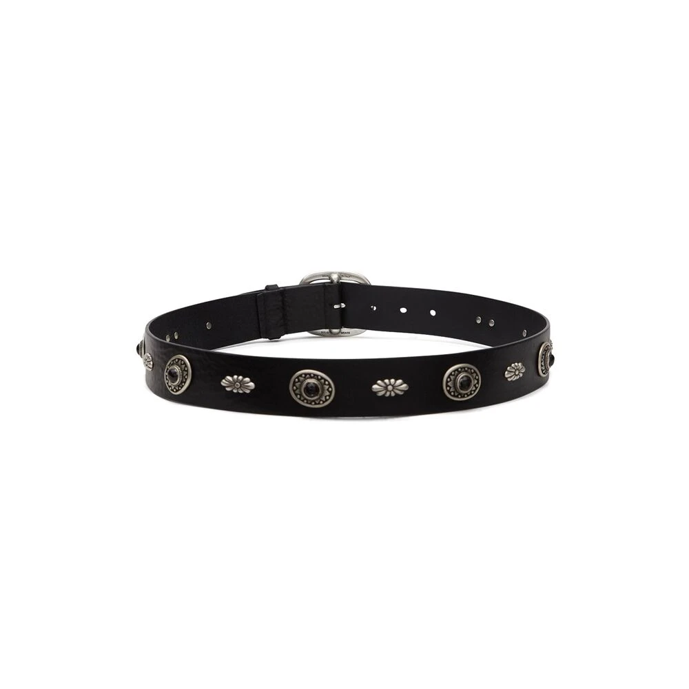 Isabel marant Studded Leren Riem met Gesp Sluiting Black Heren