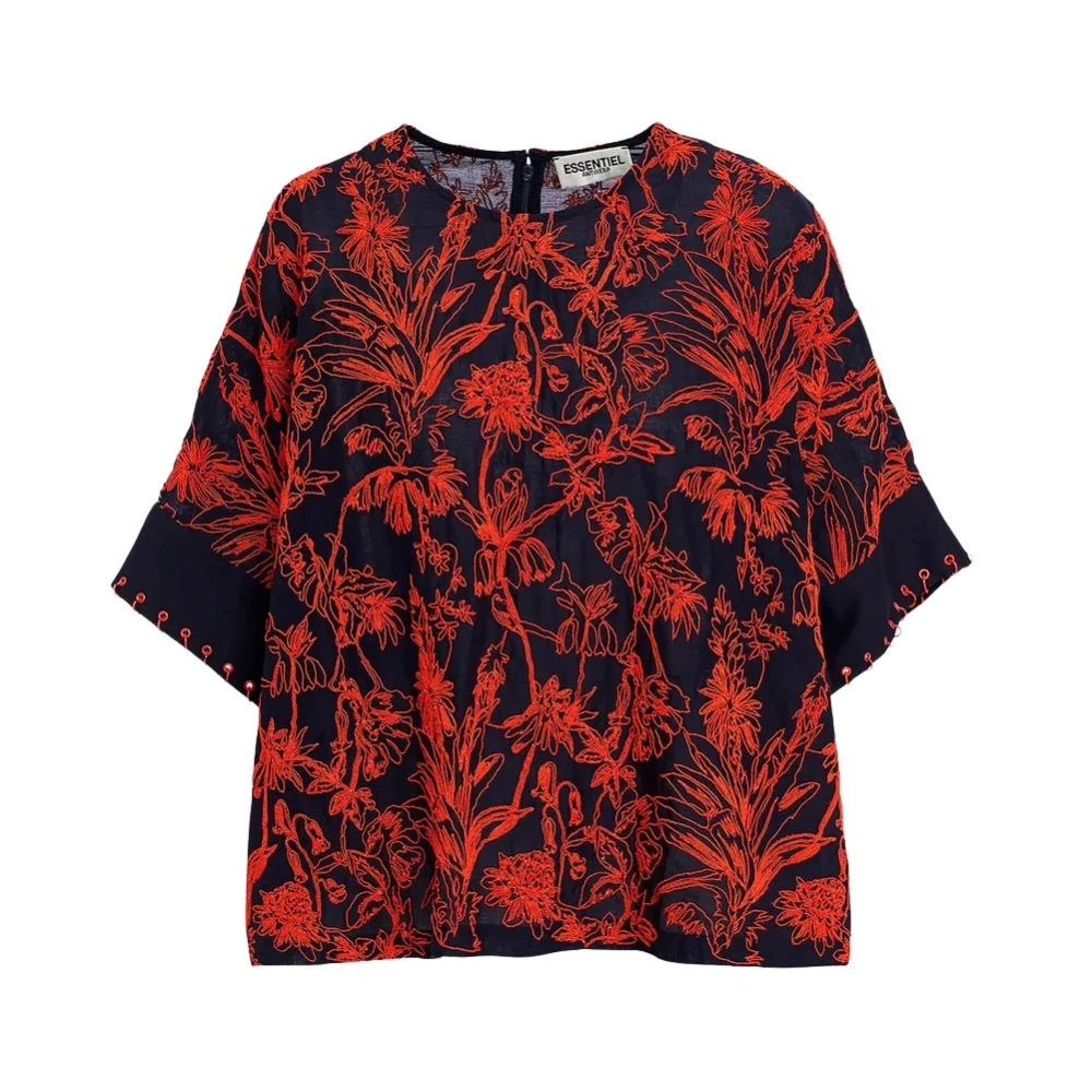 Essentiel Antwerp Geborduurde Godetia Shirt Red Dames