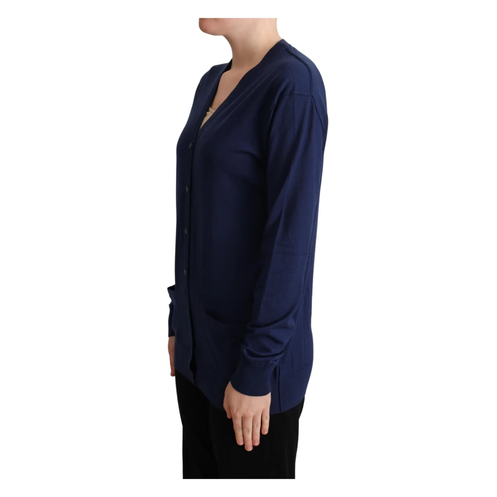 Dolce & Gabbana Blauwe Wollen Vest met Logodetails Blue Dames